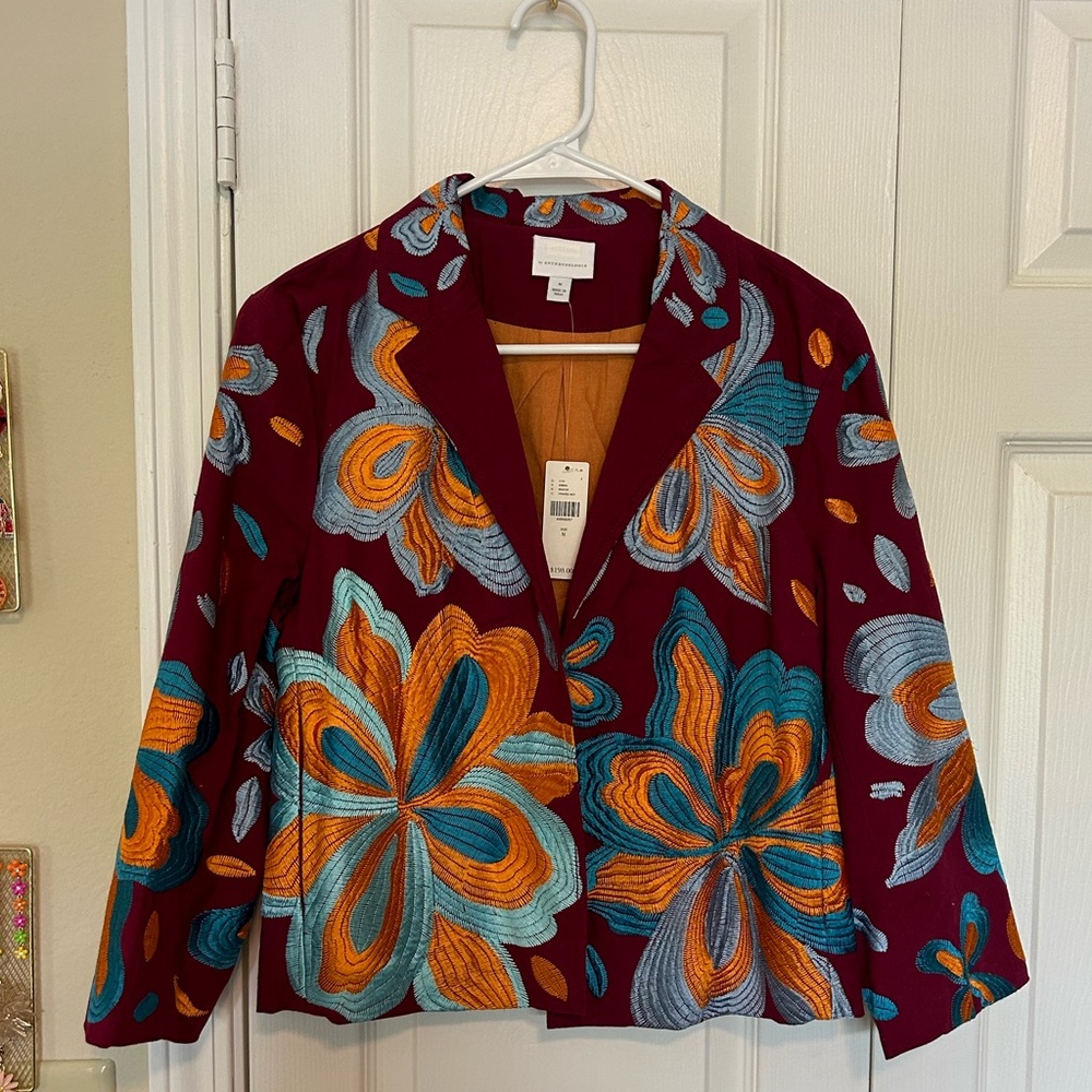 NWT Embroidered Anthropologie Blazer Jacket